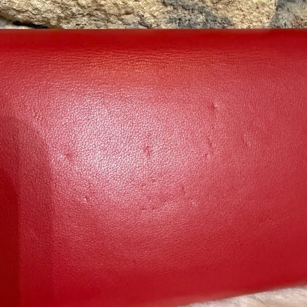 MARIO VALENTINO SPA Red Leather Chain Wallet Clutch V Logo - Picture 9 of 9